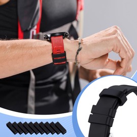 Esquirla 10pcs Correa de Reloj de Silicona, Banda de Reloj de Silicona, Repuesto Correa Reloj, Hebilla Seguridad Accesorio de Reloj, Estirable Deporte Reloj, Negro
