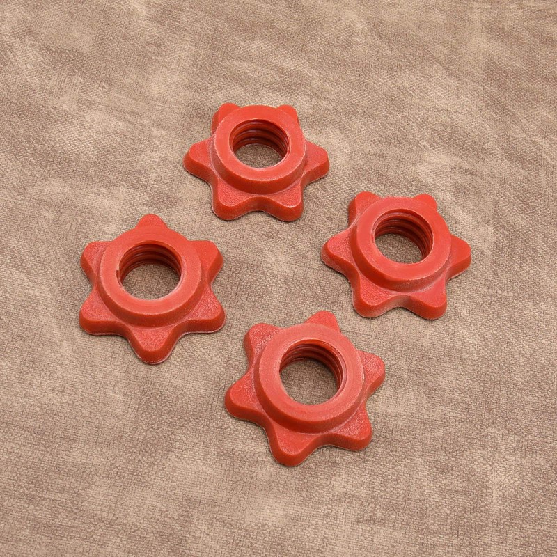 EMSea 4X 25mm Barbell Bar Hex Nuts 1 Inch Red