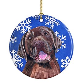 Caroline's Treasures SC9384-CO1 Labrador Winter Snowflakes Holiday Ceramic Ornament, 3 in, Multicolor