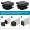 Square Plugs Black End Caps for Chairs, Non-Slip Plastic End