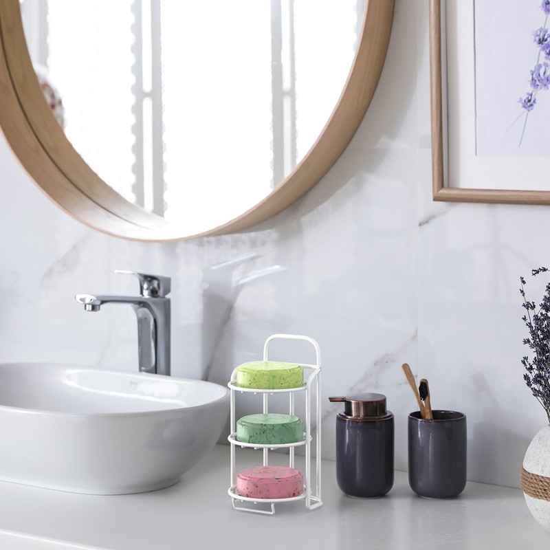 White 3-Tier Shower Soap Shampoo Bar Holder, Self Adhesive &