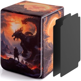 ULTRGEE Deck Box for MTG Cards - 2 Dividers, Card Storage Box Holds 100+ Single Sleeved Cards, Deck Boxes Compatible with TCG/OCG/YGO/PTCG (Dusk Dragonfire)