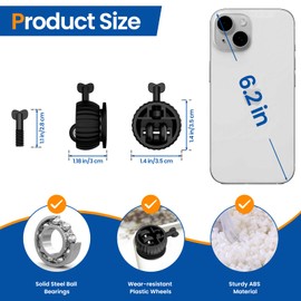 Self Adhesive Caster Wheels, 360° Swivel Stem Casters for Furniture, Mini Universal Wheel with Brake for Small Kitchen Appliances, Trash Can, Storage Box (Black, Black Caster, 8 PCS)