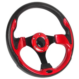 YEHICY Red Golf Cart Steering Wheel with Black Aluminum Frame for Club Car DS and Precedent EZGO RXV & TXT, Yamaha Most Golf Carts…