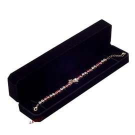 LILY TREACY Deluxe Black Velvet Jewelry Box Bracelet Necklace Watch Ring Earrings Box Case Proposal Wedding Engagement (Bracelet/Watch 8.5x2.25x1.25inch)