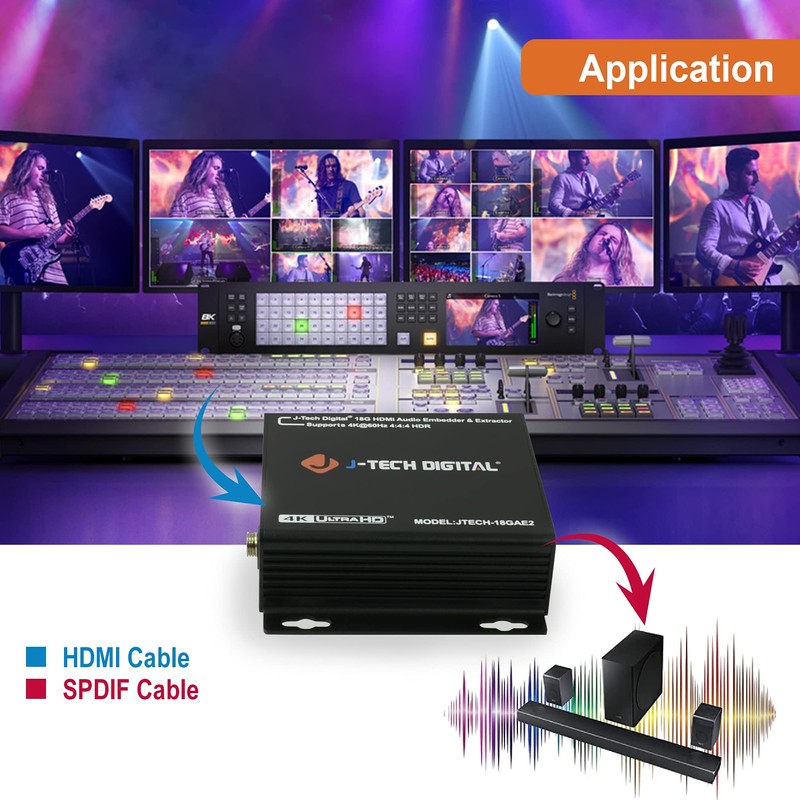 J-Tech Digital HDMI 4K 60HZ HDMI Audio Extractor with Audio