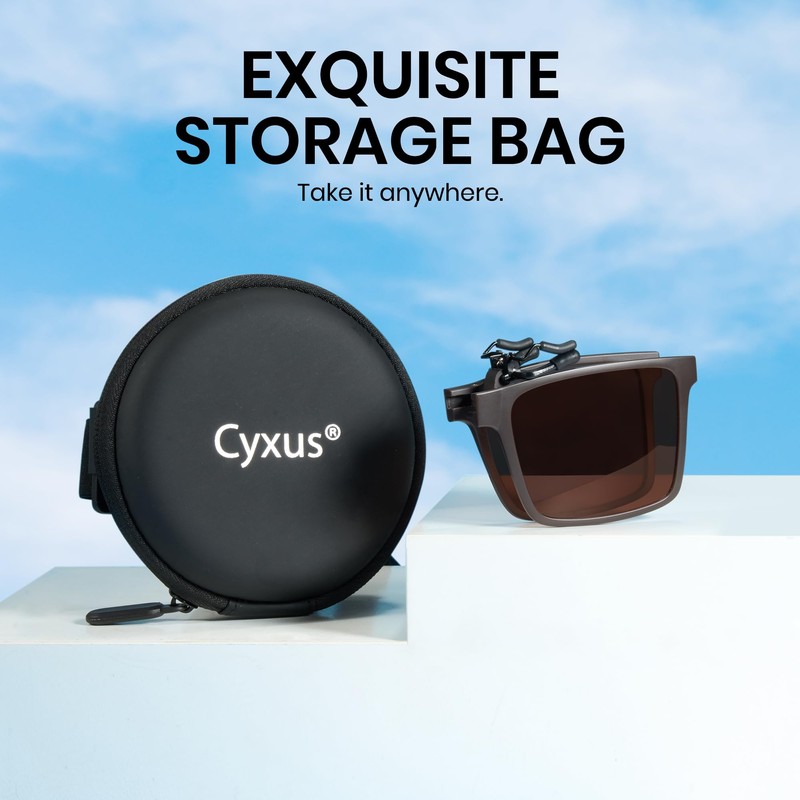 Cyxus 1600 Clip-on Sunglasses, Foldable, Polarized Lenses, Flip-up, UV Protection,