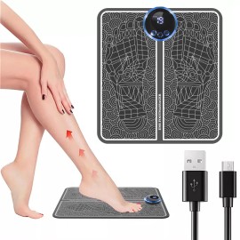 Smart Foldable Portable USB Foot Massager Pad-Circulating Therapy Mat for Home UseColor: Black, Size: M