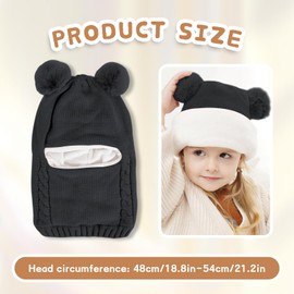 Baby Winter Hat,Winter Hats for Kids Winter Warm Hat Hooded Scarf Set Windproof Beanie Cap,Toddler Winter Hat Pom Pom Hats for Babies 1-3 Boys Girls Christmas Birthday Gifts (UK, Age, One Size, Black)