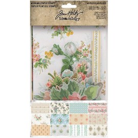 Tim Holtz - Worn Wallpaper Scraps and Worn Wallpaper - Decorative Paper 5 x 8 Sheets & Die-Cuts