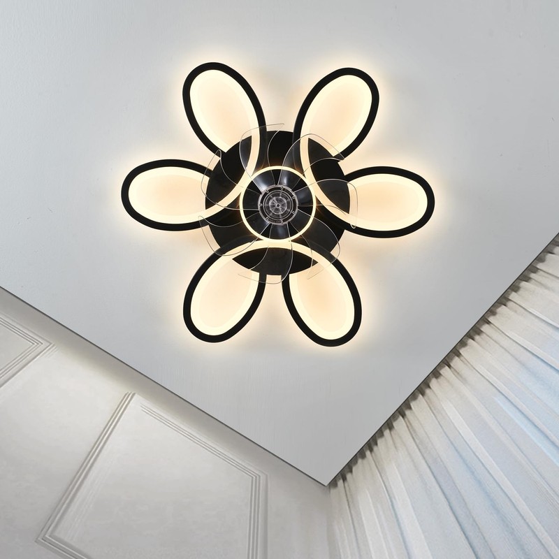 Black-Star ring Ceiling Fans with Lights and Remote, 27 Inch