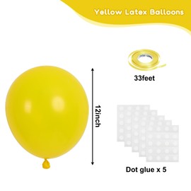 RUBFAC 120pcs Lemon Yellow Balloons 12 Inches Latex Balloons, Matte Yellow Balloons for Birthday Baby Shower Graduation Anniversary Wedding Party Supplies Garland Arch Decoration