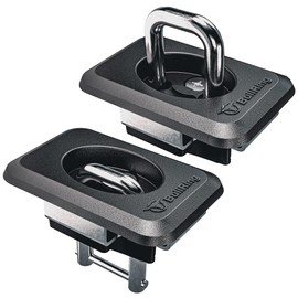 Bull Ring Retractable Truck Bed Tie Down Anchors for Dodge RAM 2009+, Toyota Tundra CrewMax 2014-24, Hyundai Santa Cruz 2022-24, Rail Cap Trim Required to Install (2 Pack)