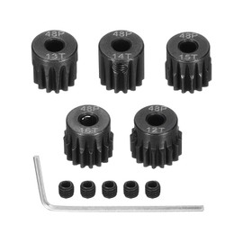 Rebower 48 P Steel Pinion Gear Set 12T 13T 14T 15T 16T for 3.175 mm Shaft Hardened Steel Pinion Gear with Screws and Hexagonal Wrench for RC Car Motor
