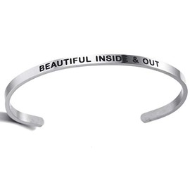 Jude Jewelers Pulsera apilable de acero inoxidable con mantra, regalo de graduación, Metal