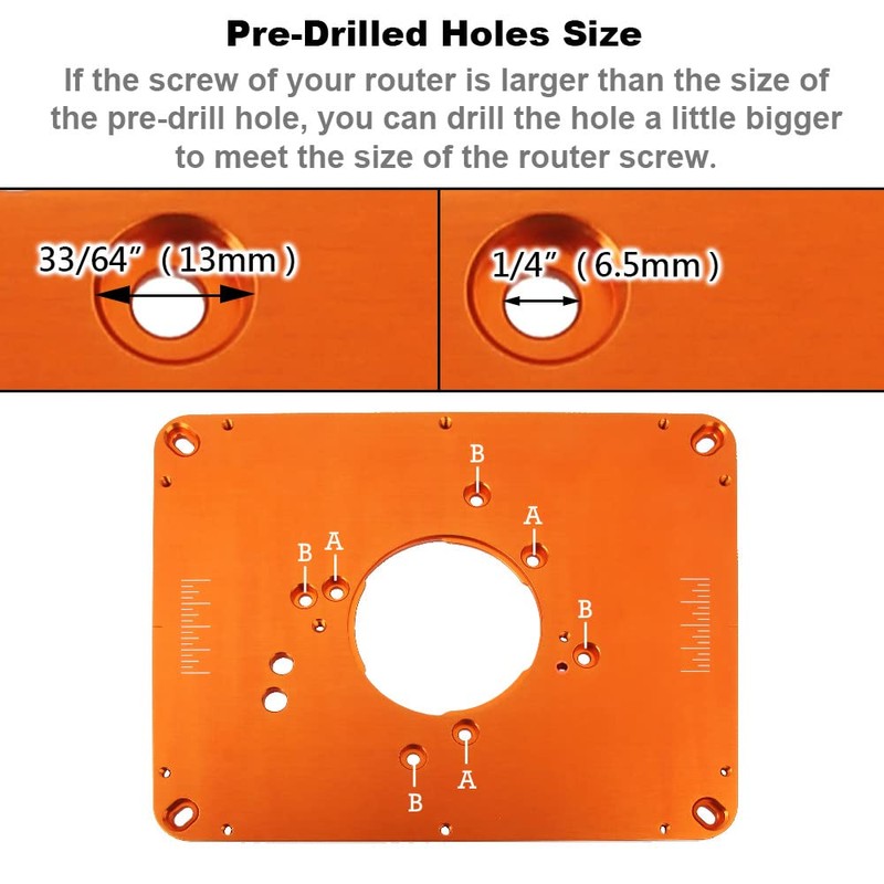 O'SKOOL Precision Aluminum Router Table Insert Plate, Router Templates With