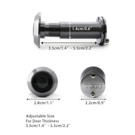 TOGU TG2814YG-SPC Solid Brass UL Listed 220-degree Door Viewer with Heavy Duty Privacy Cover for 1-3/8" to 2-1/6" Doors, Brushed Satin Chrome Finish