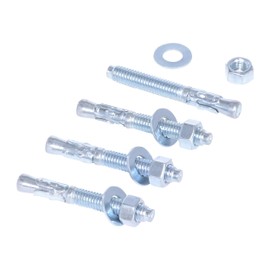 Vestil AS-383-4PK Steel Concrete Sleeve Anchor Bolts 4 Pack 3/8 In. x 3 In. Silver