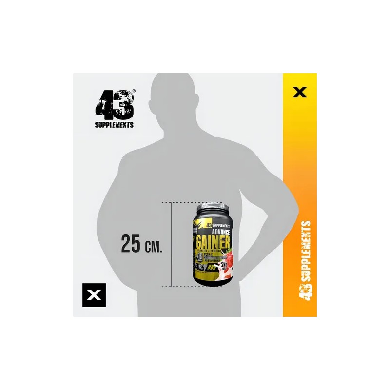 Ganador de Masa Advance Gainer de 43 Supplements, Sabor Fresa,