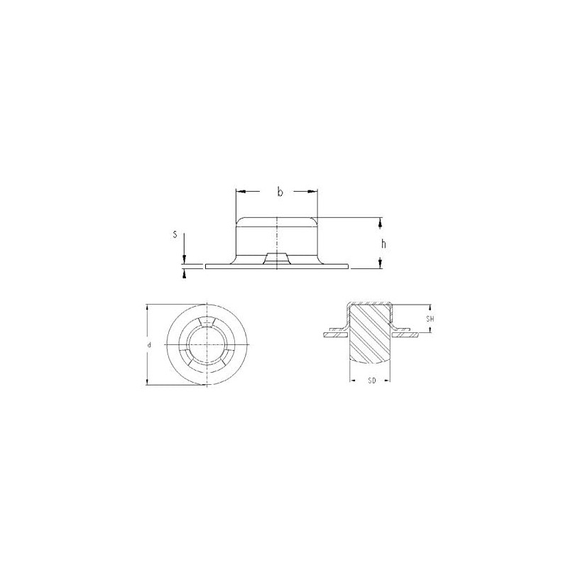 Push on Pushnut Cap Stud Size 5/8, Zinc Mech Finish,