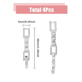 SUPERFINDINGS 4Pcs Silver Bracelet Extender Clasp Fold Over Clasp Plated Jewelry Fold Over Necklace Rhinestone Extension Crystal Clasps for Bracelet Necklace Jewelry Making