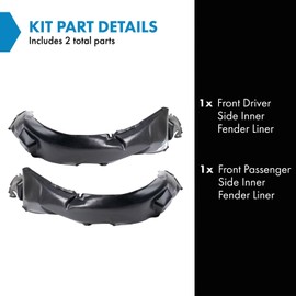 TRQ TRQ Front Inner Fender Liner Set Compatible with 2010-2013 Kia Forte KI1248113 KI1249113