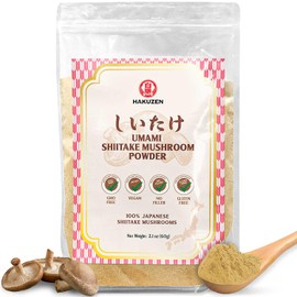 HAKUZEN Japanese Shiitake Mushroom Powder, umami Powder, No Additive, Gluten-Free, Vegan, Great for Sauce, Soup, and Mushroom Coffee 2.1 Oz(60g)