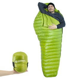 NewDoar Ultra-Light Camping Sleeping Bag 800FP White Duck Down Ultra-compact Sleeping Bag 210 * 86cm Spring Summer Outdoor Autumn Mummy Sleeping Bag for Hiking Tent(Duck Down Green)