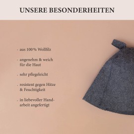 LoFelt® Sauna Hat Incl. Sauna Guide, 100% Cotton, Felt Sauna Cap