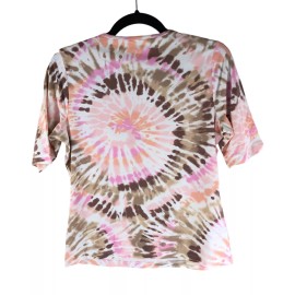 Lands' End Lands End Womens Crew Neck Rash Guard UPF 50 Swim Tee White Tie Dye XS