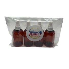 Caribbean Coastal Delights 8 oz Amber PET (Plastic) Empty Spray Bottle- Pack of 4