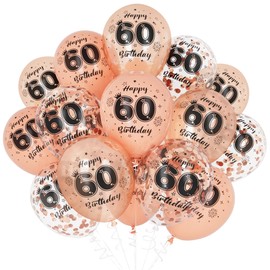 Unisun 60th Birthday Balloons for Women, 60th Birthday Decorations for Girl, Rose Gold 60 Anniversary Balloons Decor for Birthday Party Supplies