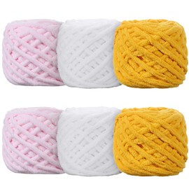 6 Pack Plush Chenille Chunky Yarn for Crocheting 100g(54.6yd) - Bulky Thick Fluffy Yarn for Knitting- Soft Velvet for Baby, Blanket Knitting Blanket Yarns- Amigurumi Yarns (A)