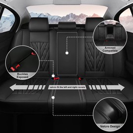 TTX LIGHTING Seat Covers Fit for Jeep Liberty 2002-2012 Seat Covers Full Set Car Seat Covers Faux Leather Breathable Waterproof Car Seat Protector (5 Seats, Black)