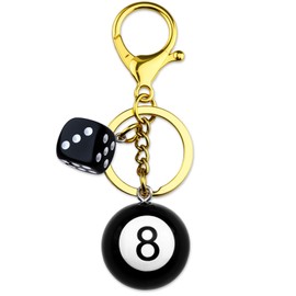 Uerifr Cool 8 Ball Dice Keychain Bag Charms for Handbags Tote Bag Purse Backpack Accessories for Women Aesthetic Key Chain Charms for Bags