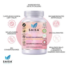 Ácido Hialurónico + Colágeno Hidrolizado 120 Cáps | Saisa Herbal | Suplemento Alimenticio | Belleza y Salud Articular