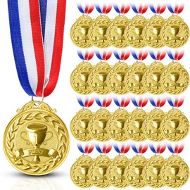 Ashmacdo 24 Pcs 1st Place Medals for Kids,Gold Award Medals Metal Winner Medals for Basketball Soccer Sports Competitions Party Spelling Bees Gymnastics Soccer Team Running,2 Inch (Trophy)