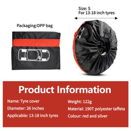 Hovom Spare Tire Cover, Waterproof Spare Tire Covers with Handle, Dustproof Spare Tire Protector, Adjustable Auto Wheel Cover Fits 13-18 Inch Tires for Car SUV RV Trailer Camper (Red, S 13-18 Inch)