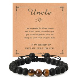 YangQian Birthday Gifts for Uncle Bracelet Gifts for Uncle Xmas Gifts from Niece Nephew Uncles Stocking Stuffers for Men Adjustable Natural Stone Bracelet for Uncles