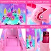AGSDON 3PCS Rolling Backpacks for Girls, Elementary Kids Unicorn Wheels