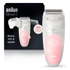 Braun Epilator Silk-épil 5 5-620, Hair Removal Device, Epilator for Women, Shaver & Trimmer, Cordless, Rechargeable, Wet & Dry, 6 Piece Set, Holiday Gifts for Women