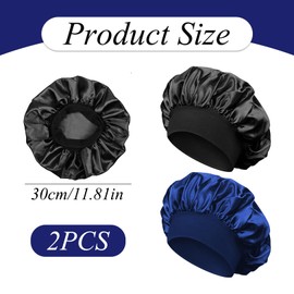Pack of 2 Silk Bonnet Sleep Cap, Satin Hair Cap, Curls Hair Cap, Sleep Cap, Hair Protect, Silk Sleep Cap, Curly Hair Head, for Men, Women, Children, Night Hair Protection, Pack of 2
