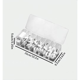 Transparent Cable Storage Box – Clear Cord, Charger & Small Accessories Organizer for Desk, Drawer & Shelf