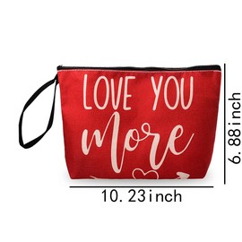 Girlfriend Valentine's Day Gifts for Women Girls Love You More Makeup Bag for Wife Anniversary Engagement Gifts for Fiancee Toiletry Bags for Valentines Day Bags with Zipper for Women Cosmetic Bag