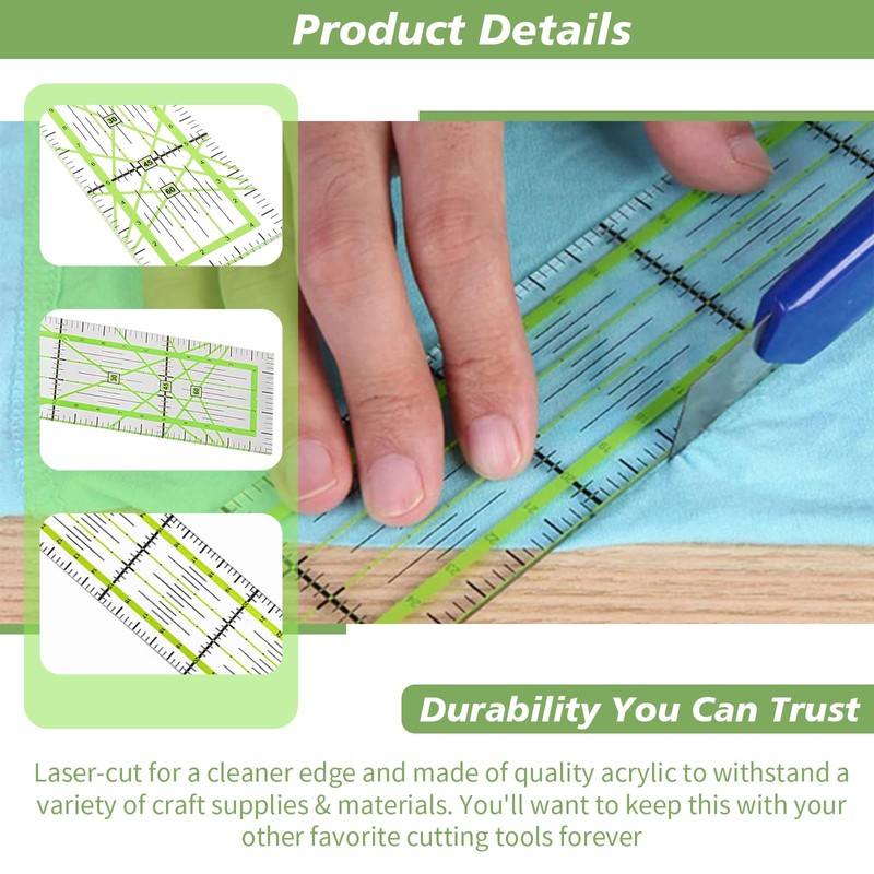2PCS Quilting Ruler Patchwork Ruler 5x30cm, Acrylic Sewing Rule for