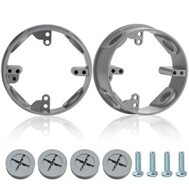 Juexica 2 Pcs 1/2-inch 4 Hole 4 Inch Round Sealproof Electrical Boxes Extenders Round Weatherproof Extension Junction Box Extender Ring 16. 5 Cu. in. Capacity(Gray)