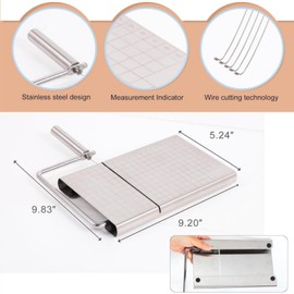 KOIUETUA Cheese Slicer with Wire for Block Cheese 5 Replacement Wires - Perfect for Cheese Boards，Adjustable Stainless Steel Cheese Cutter with Precision Scale for Gadget，Charcuterie etc