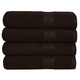 BOUTIQUO Premium Cotton 4 Pack Bath Towel Set - 100% Pure Cotton - 4 Bath Towels 27X54 - Ideal for Everyday Use - Ultra Soft & Highly Absorbent - Chocolate Brown