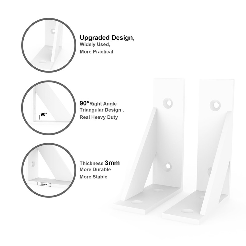 SPOROOT Shelf Bracket White Triangular Support Angle Shelf Bracket 75