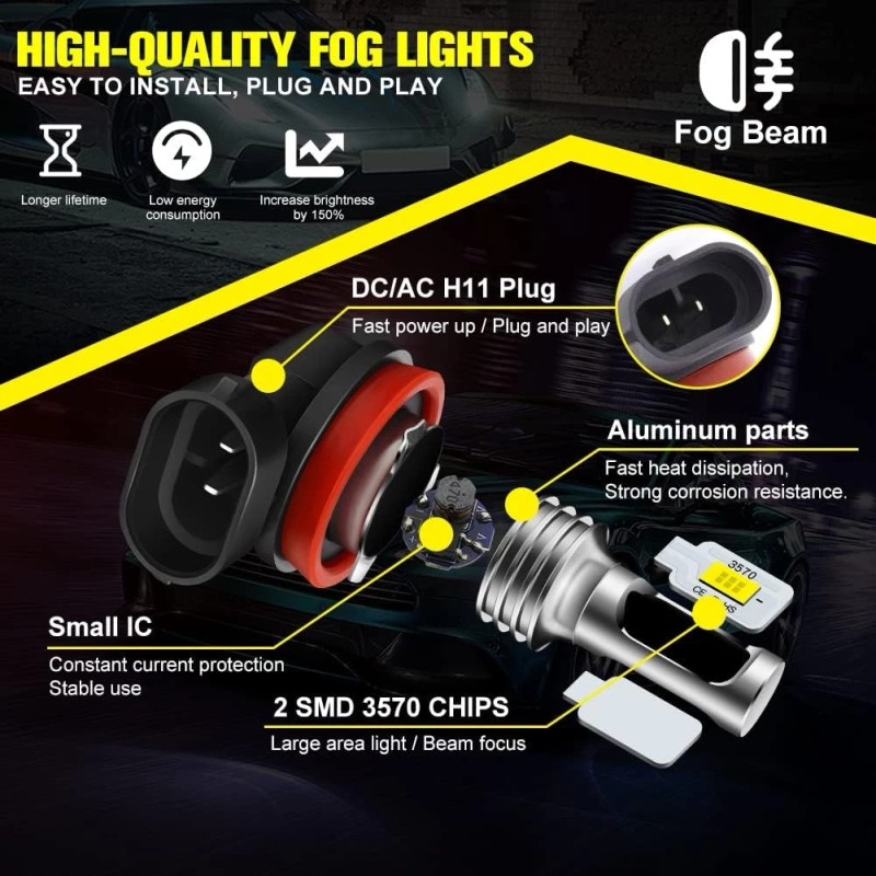 For Toyota 4Runner 2010-2021 - 6x LED Headlight Bulbs Hi/lo